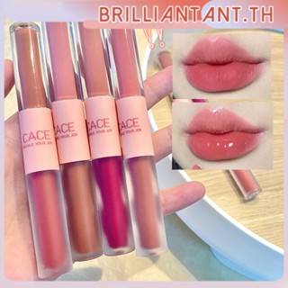 Cace Fun 6 สี Double Head Lip Glaze อย่าดึงลิปสติกเนื้อแมทกำมะหยี่แห้ง ลิปกลอสสีขาว เครื่องสำอาง Cace ลิปสติก, ลิปกลอสเนื้อสองหัว