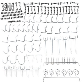 SN5 51 ชิ้น Pegboard เบ็ด ชุบนิกเกิล แขวน ชุดผสมสำหรับคีมประแจค้อน