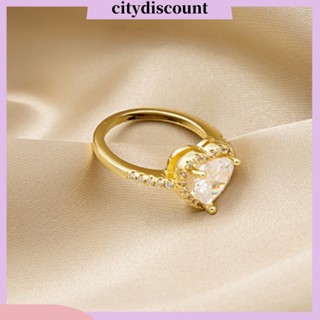 &lt;citydiscount&gt; แหวนแต่งงาน รูปหัวใจ ประดับกลิตเตอร์ พลอยเทียม ของขวัญวาเลนไทน์