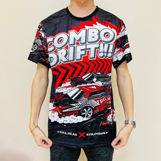 JIKUANG เสื้อยืดลายรถซิ่ง Combo Drift สุดเท่สีแดง ลายใหม่ล่าสุด