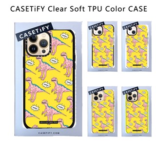 Casetify X JAVILOSTCONTROL - DINO Black Beige Neon Yellow Black White Edge TPU Clear Case IPhone 14 13 12 11 Pro MAX Mini XS MAX XR X SE 6 6S 7 8 Plus Soft Case