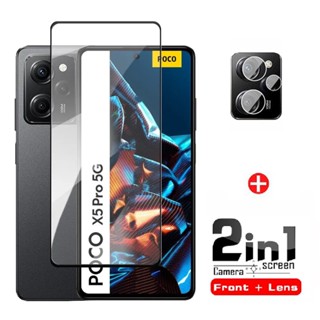 Poco X5 Pro 5G ฟิล์มกระจกนิรภัย สําหรับ Xiaomi POCO X3 X4 Pro 5G GT NFC X2 2 in 1 ตัวป้องกันหน้าจอ และตัวป้องกันเลนส์กล้อง