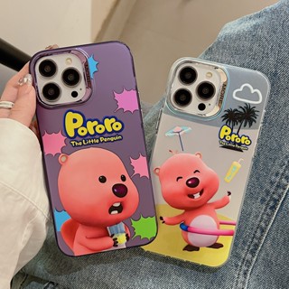 Pororo case for iphone 11 13 Deep Purple เคสไอโฟน13 เคสไอโฟน14 pro max for iPhone11cases i14 xr 14pro case ixr 13pro 13promax i12 12pro 12promax  i phone 14 Pro max black cover