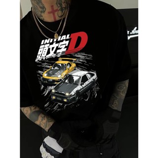 เสื้อยืดแขนสั้นลําลอง พิมพ์ลายการ์ตูนญี่ปุ่น initial D สําหรับผู้ชาย