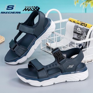 Skechers_ MAX CUSHION รองเท้าแตะ Velcro สําหรับผู้ชาย เหมาะกับการเล่นโยคะ