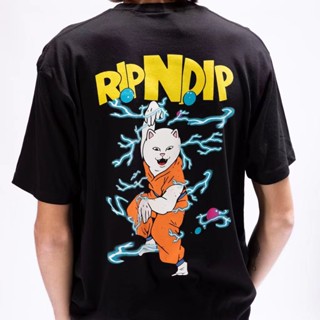 Ripndip SUPER SANERM TEE เสื้อยืดแขนสั้น พิมพ์ลายการ์ตูนแมว แฟชั่น Unisex