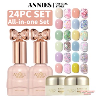 ANNIES 24PC Set Nail Gel Color Shiny Donuts 24 Colours New Macaron Color Light Therapy Art [prettylady]