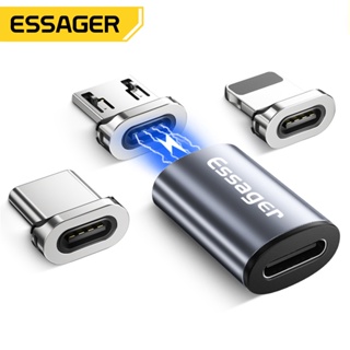 Essager อะแดปเตอร์แปลงแม่เหล็ก Micro USB Type C สําหรับ iPhone Samsung Xiaomi Micro Female To USB C Male Cable Magnet Converter Connector