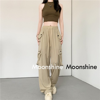 Moon  กางเกงขายาว คาร์โก้ กางเกง เชือกอเมริกันคลาสิค Cargo pants 2023 NEW 072515 fashion ทันสมัย ins Comfortable A90M05K 36Z230909