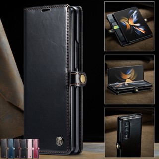 สําหรับ Samsung Z Fold 4 Fold 3 เคสหรูหรา แม่เหล็ก กันกระแทก หนัง กระเป๋าสตางค์