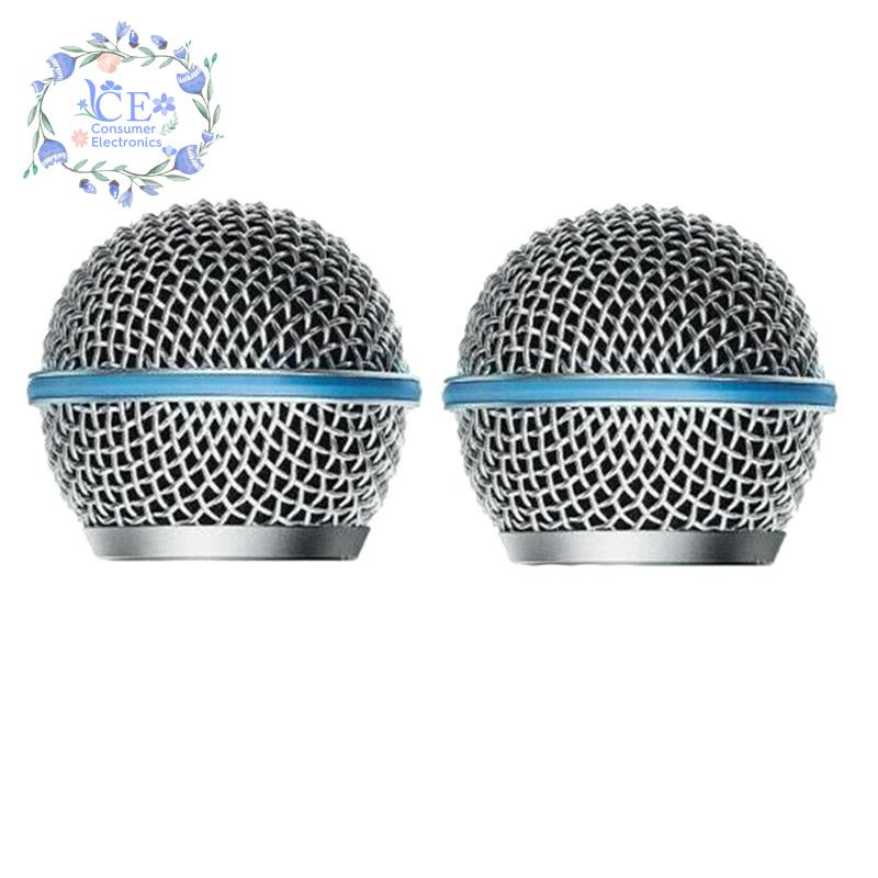 2PCS ไมโครโฟนย่าง Mic Grille เปลี่ยน Mic Ball Head ตาข่ายสําหรับ Shure Beta58A SM58 Pgx24 Slx24
