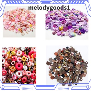 MELODYGOODS1 จี้เรซิ่น รูปโดนัท ช็อคโกแลต เค้ก โดนัท หลากสี สําหรับตกแต่งเคสโทรศัพท์ 100 ชิ้น