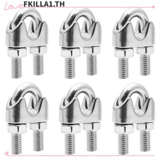 FACCFKI คลิปหนีบเชือกลวด สเตนเลส 3/8 นิ้ว 2 ชั้น M10 304 สําหรับสายไฟ 6 ชิ้น