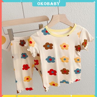 OKOBABY🌈พร้อมส่ง🌈ชุดนอนเด็ก  ลายดอกไม้  นุ่มสบาย 1-7 ขวบ