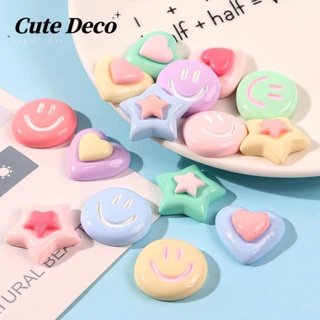 【Cute Deco】กระดุมเรซิ่น รูปดาวห้าแฉก หน้ายิ้มน่ารัก DIY สําหรับรองเท้า Crocs