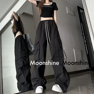 Moon  กางเกงขายาว คาร์โก้ กางเกง เชือกอเมริกันคลาสิค Cargo pants 2023 NEW รุ่นใหม่ Stylish พิเศษ Beautiful A90M05R 36Z230909