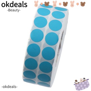 Okdeals สติกเกอร์ฉลากเปล่า ลายจุด ทรงกลม สีฟ้า สําหรับติดราคาขาย เครื่องเขียน