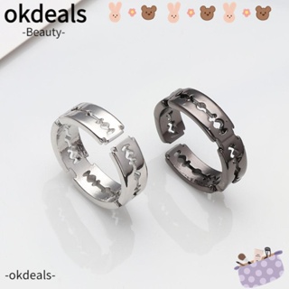 OKDEALS แหวนแต่งงาน สไตล์ฮิปฮอป พังก์ร็อค สําหรับผู้ชาย