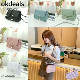 Okdeals กระเป๋าถือ กระเป๋าช้อปปิ้ง สะพายข้าง หนัง PU ทรงสี่เหลี่ยม สีพื้น เรียบง่าย สําหรับผู้หญิง