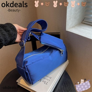 Okdeals กระเป๋าสะพายไหล่ กระเป๋าถือ ผ้าไนล่อน ความจุขนาดใหญ่ สีพื้น สําหรับเด็กผู้หญิง เหมาะกับการพกพาเดินทาง