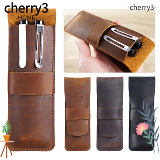 Cherry3 กระเป๋าดินสอ หนัง PU แฮนด์เมด สไตล์เรโทร สําหรับใส่เครื่องเขียน