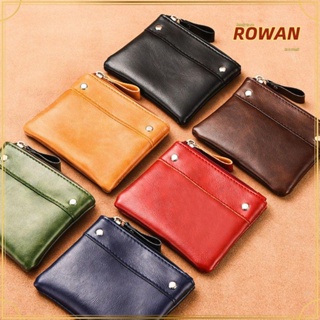 Rowans กระเป๋าสตางค์ ใบสั้น หนัง PU มีซิป สีพื้น ขนาดเล็ก สําหรับผู้หญิง