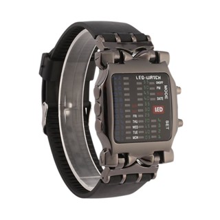 Ship tomorrow New Unisex Square Style Cool Colorful LED Digital Watch Binary Wrist Black