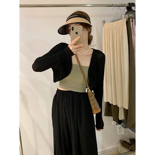 Gakki เสื้อผ้าคลุมไหล่กันแดดแบบสั้นทรงหลวมแขนยาวไหมพรมผ้านิ่มใส่สบาย ฟรีไซส์ พร้อมส่ง 1583#