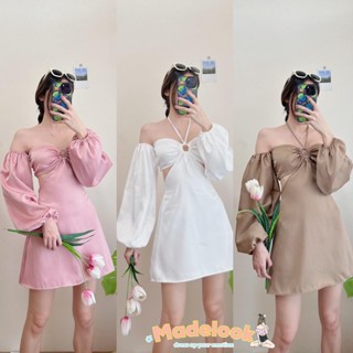 BKL พร้อมส่ง TL2401 LYDIA DRESS เดรสต่อแขนเว้าเอว มีเชือกผูกคอ หรือจะไม่ผูกก็ได้ค่า ตัวแขนสามารถใส่ได้ทั้งแบบเปิดไหล่