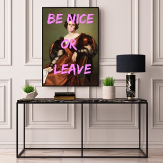 Be Nice Or Leave Bubblegum ภาพจิตรกรรมบนผ้าใบ สไตล์วินเทจ สําหรับตกแต่งผนังบ้าน 0711