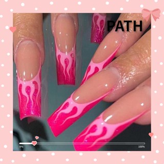 Path เล็บปลอม DIY ลายหัวใจ สีชมพู สําหรับตกแต่งเล็บ 24 ชิ้น