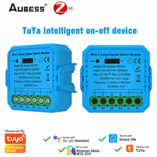 AUBESS Tuya WiFi/ZigBee โมดูลสวิตช์อัจฉริยะพร้อมสายกลางที่จำเป็น Mini Smart Home DIY Light Breaker ทำงานร่วมกับ Alexa Google Home MOLISA