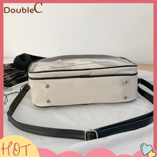 【Double C 】✿   กระเป๋าถือ กระเป๋าสะพายไหล่ สะพายข้าง หนัง PU ขนาดใหญ่ จุของได้เยอะ สีพื้น สไตล์ญี่ปุ่น แฟชั่นสําหรับสตรี