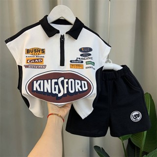 Boys Summer Suit 2023 New Fashion Baby Summer Sports Motorcycle Clothing Trendy Childrens Cool Handsome Sleeveless Childrens Clothing m0iV