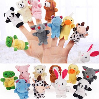 Child Education 10 Pcs Animal Finger Puppets Happy Family Cloth Doll Hand Story Telling