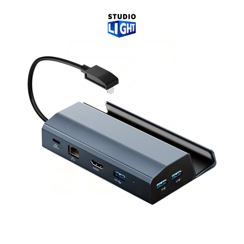 ACASIS 6in1 สำหรับอุปกรณ์ HDMI 2.0 4K@60 3 USB 3.0 Gigabit Ethernet USB-C PD 100W ,DS-7002