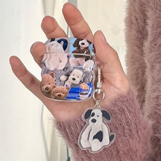 เคสหูฟังบลูทูธ TPU ลายสุนัข กระต่ายน่ารัก พร้อมพวงกุญแจ สําหรับ AirPods 1 2 Pro 3