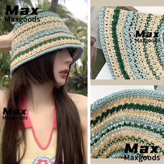 Maxg หมวกบักเก็ตถักโครเชต์ ระบายอากาศ ป้องกันรังสียูวี หลากสี แฟชั่นฤดูร้อน สไตล์ชาวประมง