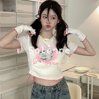 Solenne  เสื้อครอป เสื้อยืดผู้หญิง ครอป baby tee สาวเรโทร 2023 NEW Style รุ่นใหม่ ทันสมัย สวย Comfortable A99J1WB 36Z230909