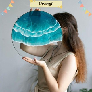 Pdony จี้อะคริลิคใส รูปคลื่น สีฟ้า สําหรับแขวนตกแต่งผนังบ้าน สํานักงาน