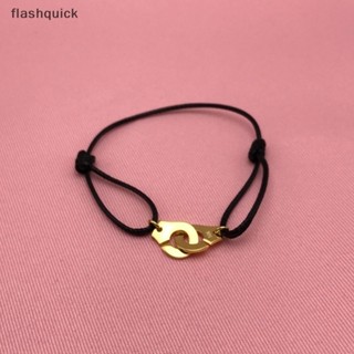 Flashquick สร้อยข้อมือเหล็กไทเทเนียม จี้เชือกหนัง เครื่องประดับแฟชั่น สําหรับผู้หญิง ของขวัญปาร์ตี้