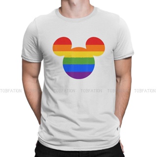 Disney Mickey Mouse Cartoon Creative TShirt for Men Rainbow  Round Neck Pure Cotton T Shirt Hip Hop Birthday Gifts Tops