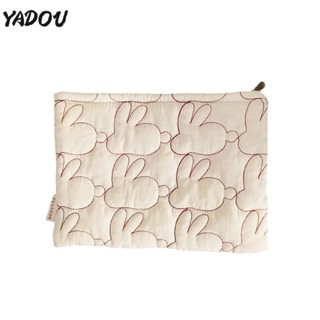 YADOU กระเป๋าถือลายกระต่ายน้ำหนักเบาพร้อมซิปสำหรับใส่ของ