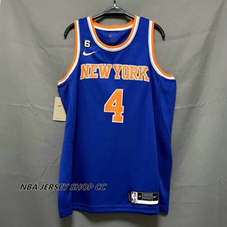 【คุณภาพสูง】ใหม่ ของแท้ NBA New York Knicks สําหรับผู้ชาย #4 เสื้อกีฬาแขนสั้น ลายทีม Derrick Rose 2022-23 Icon Edition Royal Jersey