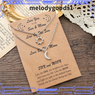 Melodygoods1 สร้อยคอแฟชั่น จี้ดวงจันทร์ ดวงอาทิตย์ สําหรับผู้หญิง ผู้ชาย วันวาเลนไทน์ ไหปลาร้า