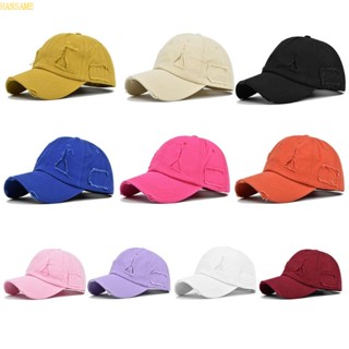 Han หมวกเบสบอล ผ้าฝ้าย กันแดด แต่งรอยขาด สีพื้น สําหรับ Snapback Trucker Dad