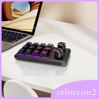 [szlinyou2] คีย์บอร์ดบลูทูธ 12 คีย์ RGB LED พร้อมลูกบิด สําหรับเล่นเกม ออฟฟิศ PC ทํางาน