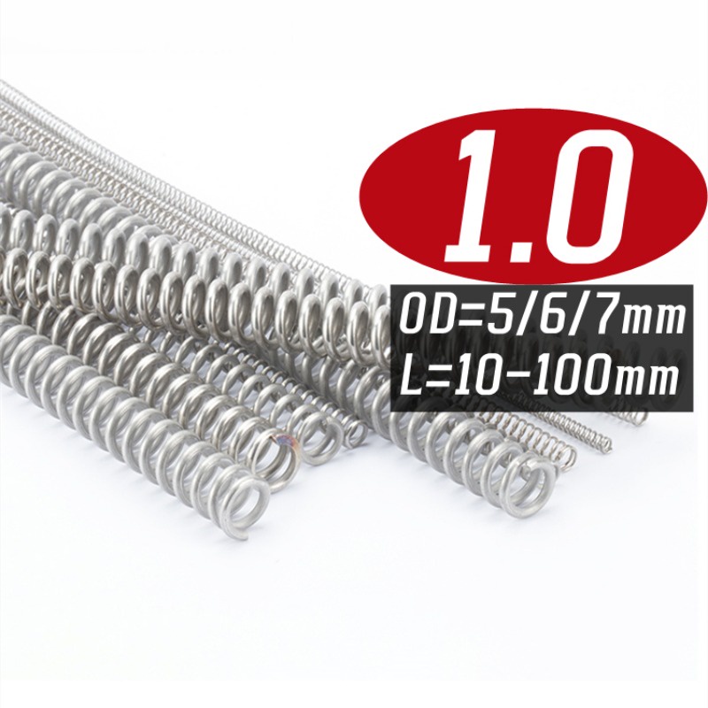 【WDY】สปริงบีบอัด D1.0 มม. SUS304 เส้นผ่านศูนย์กลางภายนอก 5 6 7 มม. ยาว 10-100 มม.
