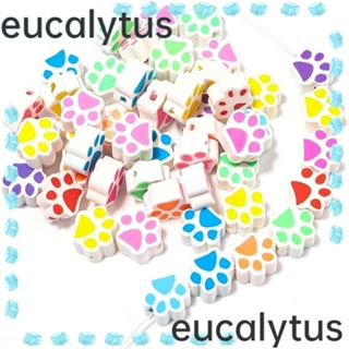 Eucalytus1 ลูกปัดดินโพลิเมอร์ พิมพ์ลายแมว คละสี 9 มม. สําหรับทําเครื่องประดับ สร้อยข้อมือ DIY 200 ชิ้น