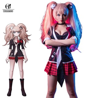 Rolecos Danganronpa Junko Enoshima ชุดคอสเพลย์ เกม Junko Enoshima เครื่องแบบผู้หญิง เซ็กซี่ เครื่องแต่งกาย